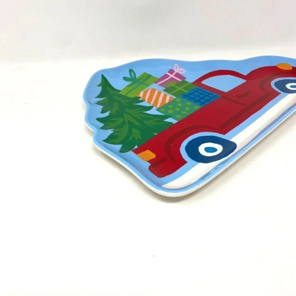 Target Figural Plate Red Truck Christmas Tree Presents Melamine Kids Holiday
